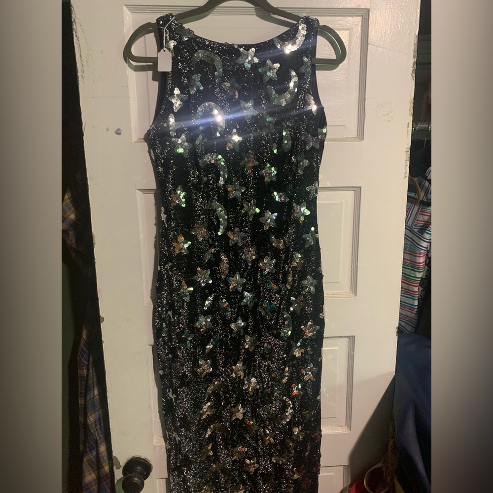 NWOT Bernshaw Millenium Collection Black Sequin Sleeveless Dress